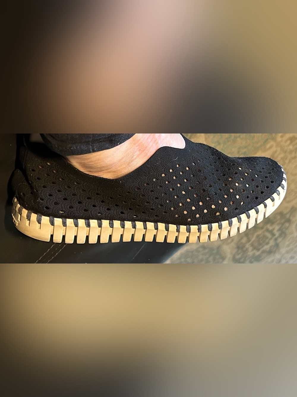 Ilse Jacobsen Black Perforated Slip-On shoes Size 38 (8)